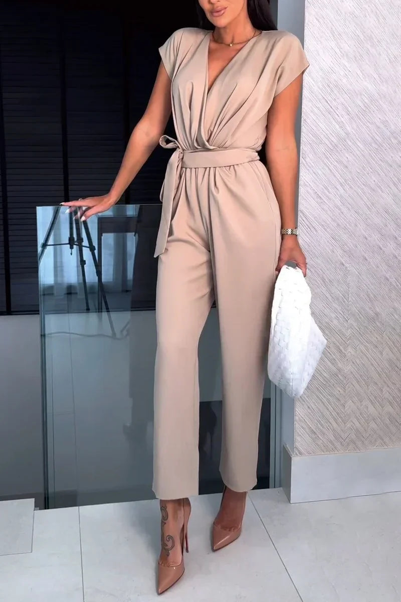 ARRIANE - SHORT SLEEVE WRAP JUMPSUIT