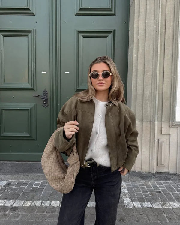 ADA - FAUX SUEDE BOMBER JACKET