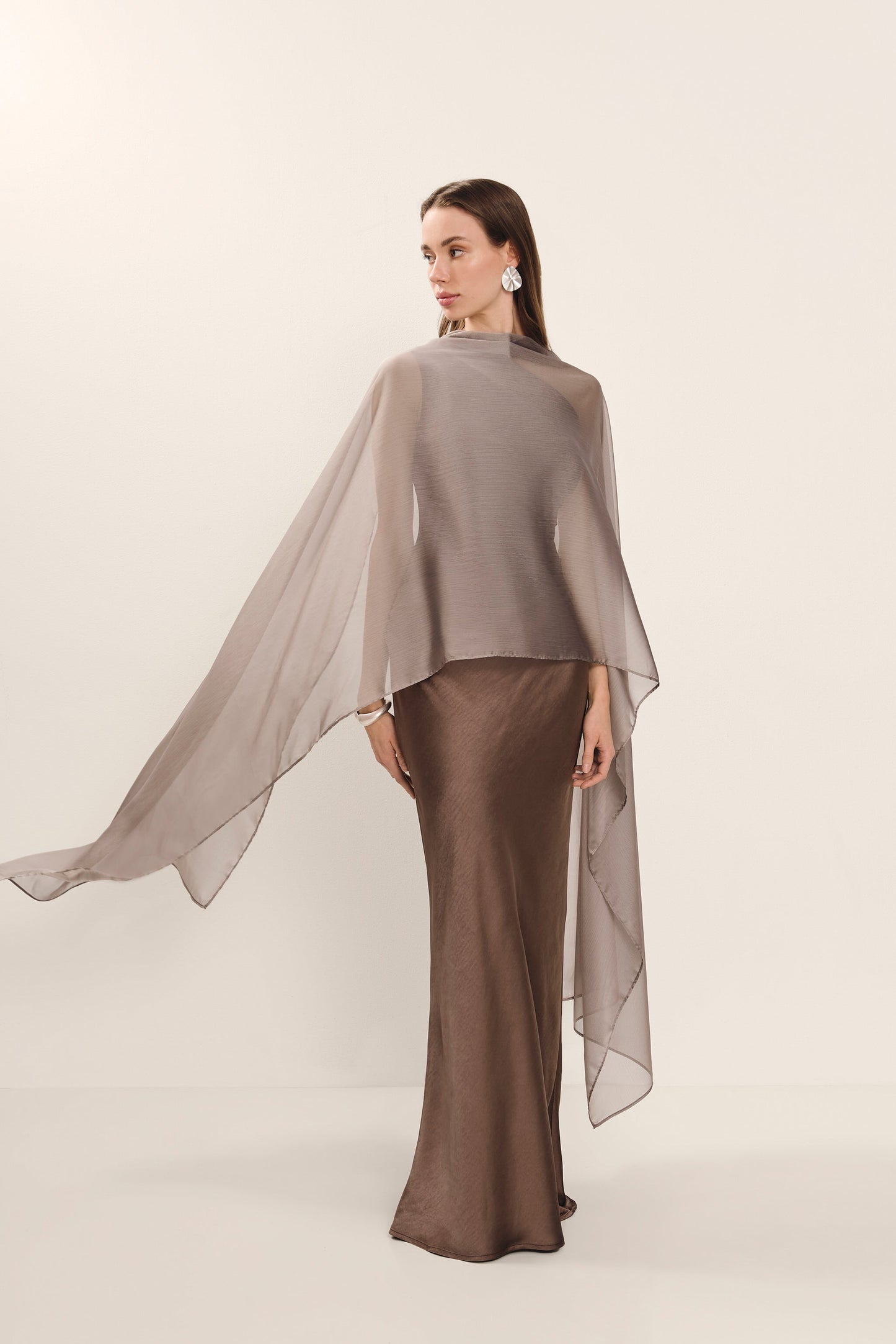 FIANG - ANGLED NECKLINE EVENING DRESS