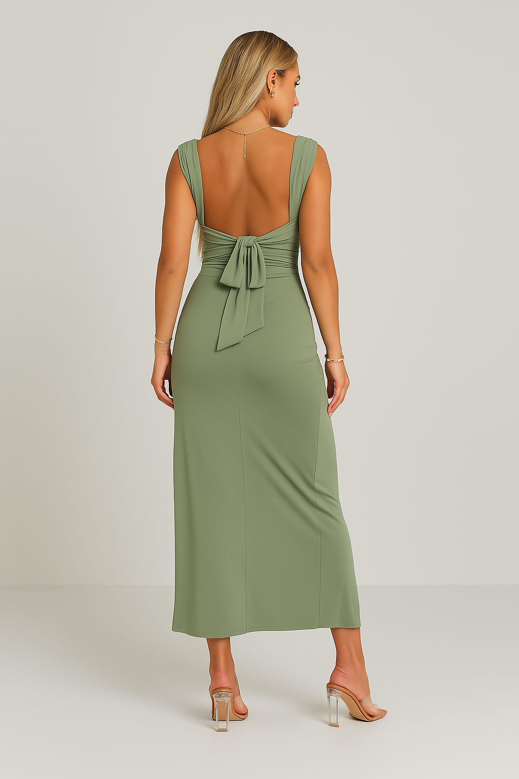 LAIZA - CLASSY MID-CUT DRESS WITH SIDE SLIT