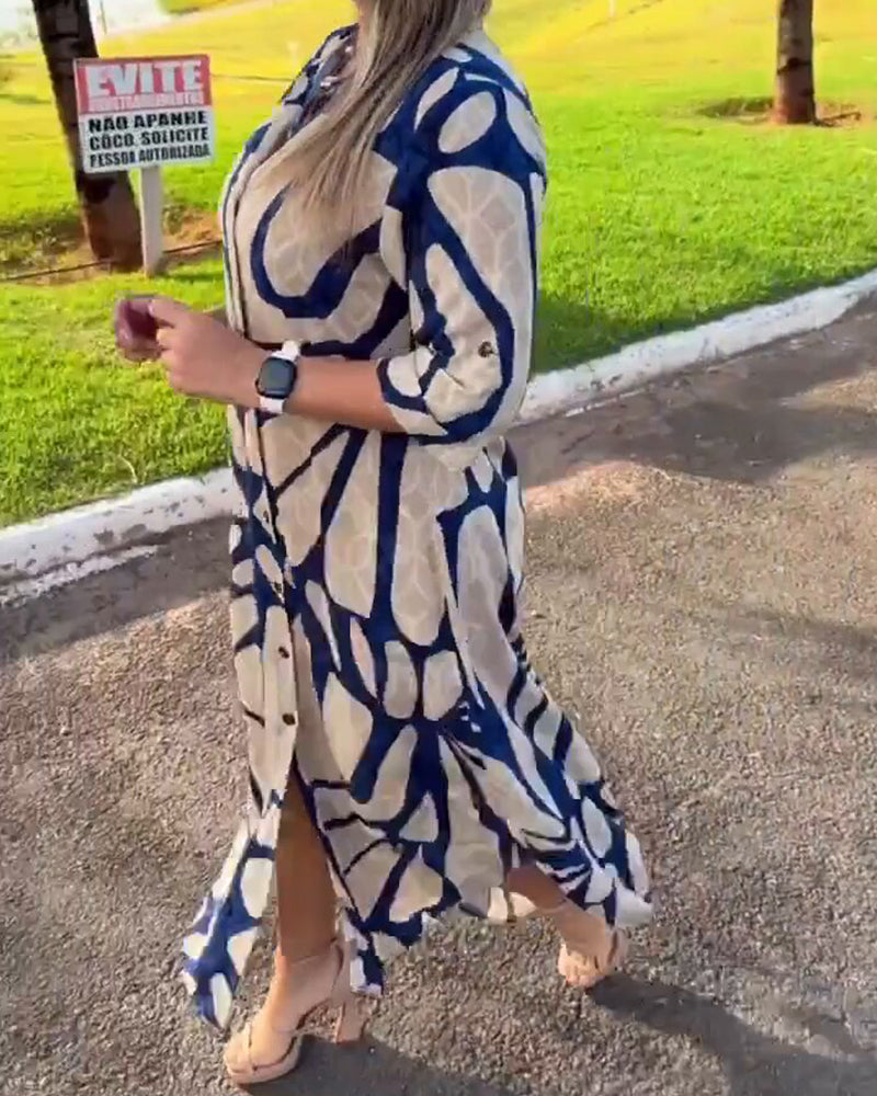 SHENAE - STYLISH PRINT SHIRT DRESS