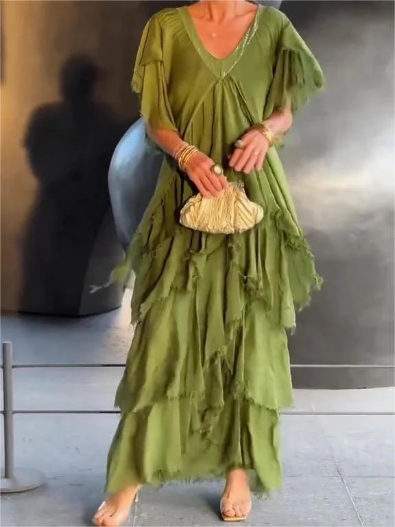 Zoey - Elegant V-Neck Long Dress