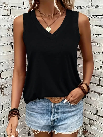 ARCADIA - AIRY V-NECK SLEEVELESS BLOUSE