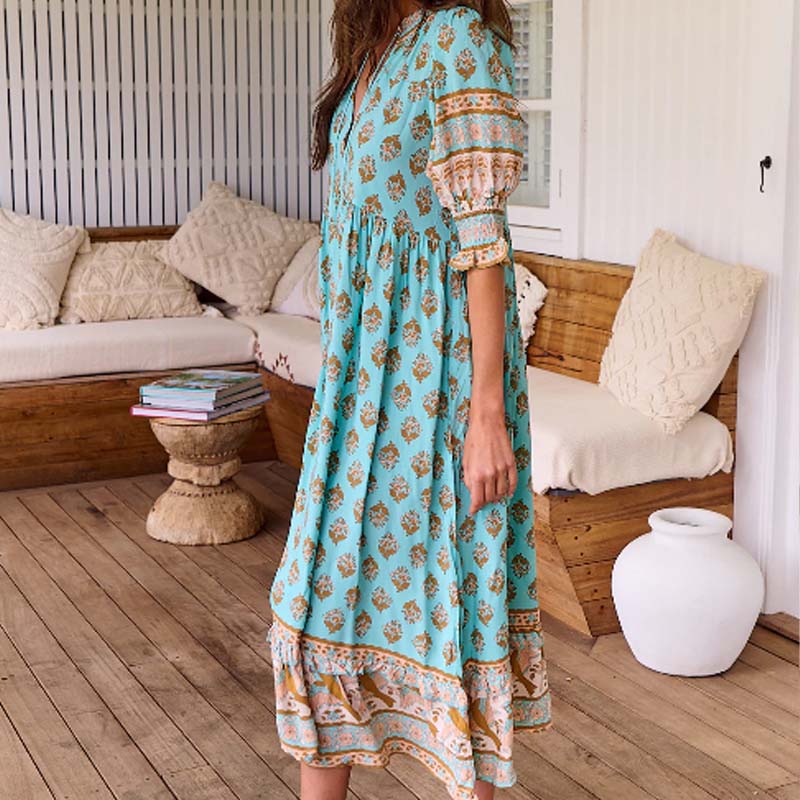 LENNOX - FLORAL V-NECK EMPIRE WAIST DRESS