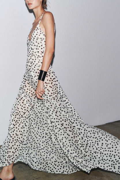 KENZIE - VINTAGE INSPIRED DOT MAXI DRESS