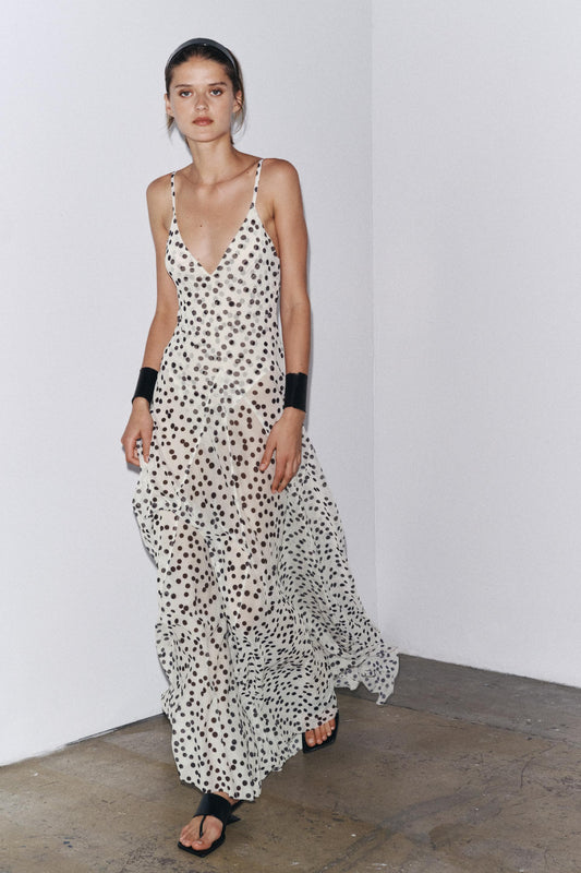 KENZIE - VINTAGE INSPIRED DOT MAXI DRESS