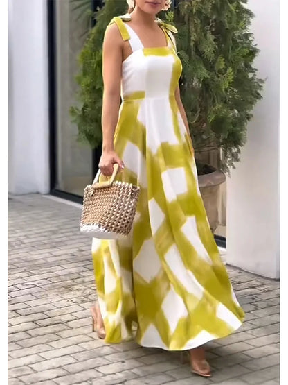 KAIRIE - BRUSHSTROKE STRAPLESS LINEN TANK DRESS