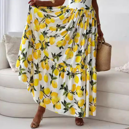 CERELIA - ELEGANT LEMON PRINT LONG DRESS
