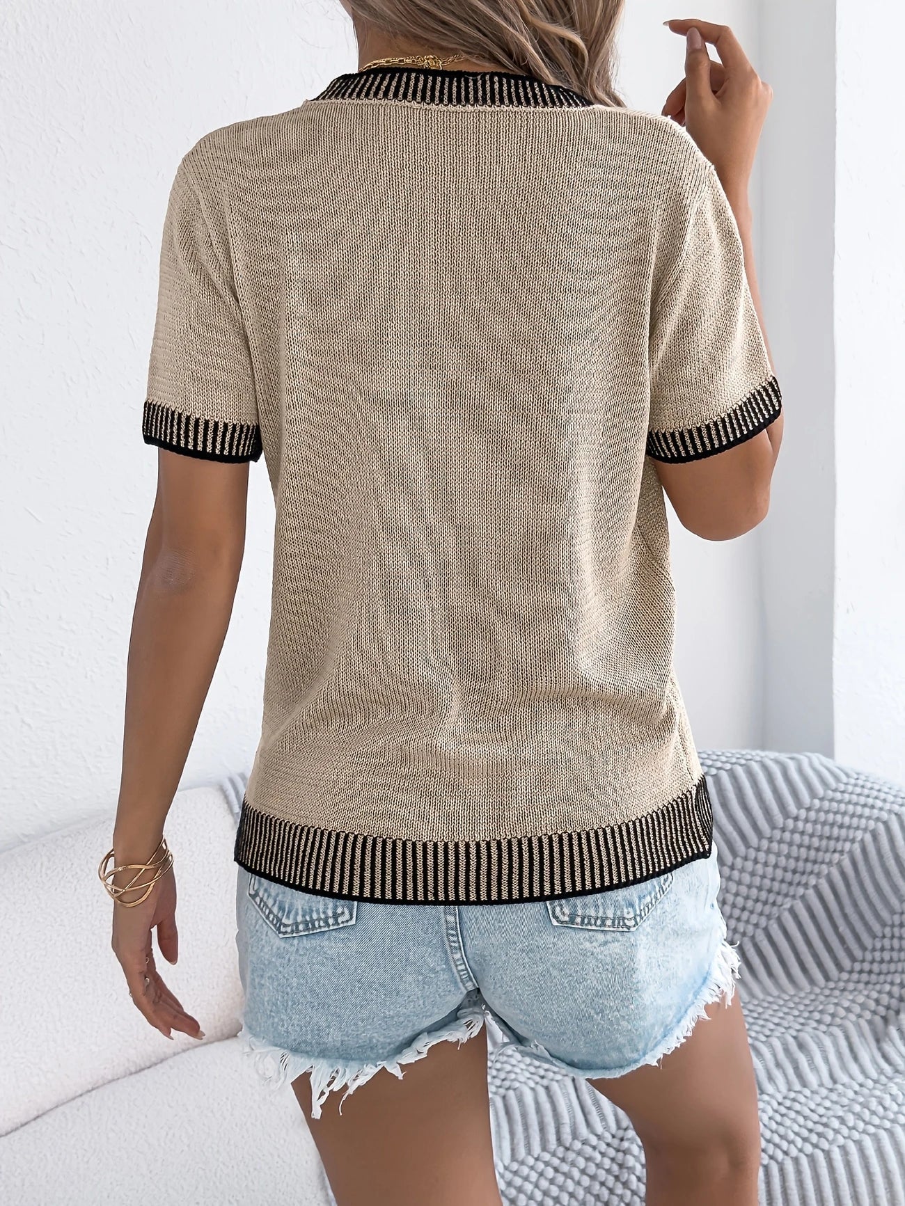 CAROLINA - CLASSIC STRIPED CREWNECK KNIT BLOUSE