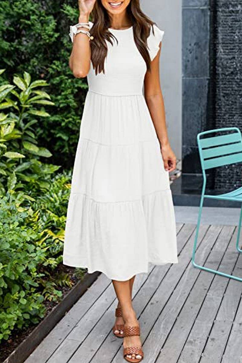 MARINEL - SHIRRED ELEGANCE MIDI DRESS