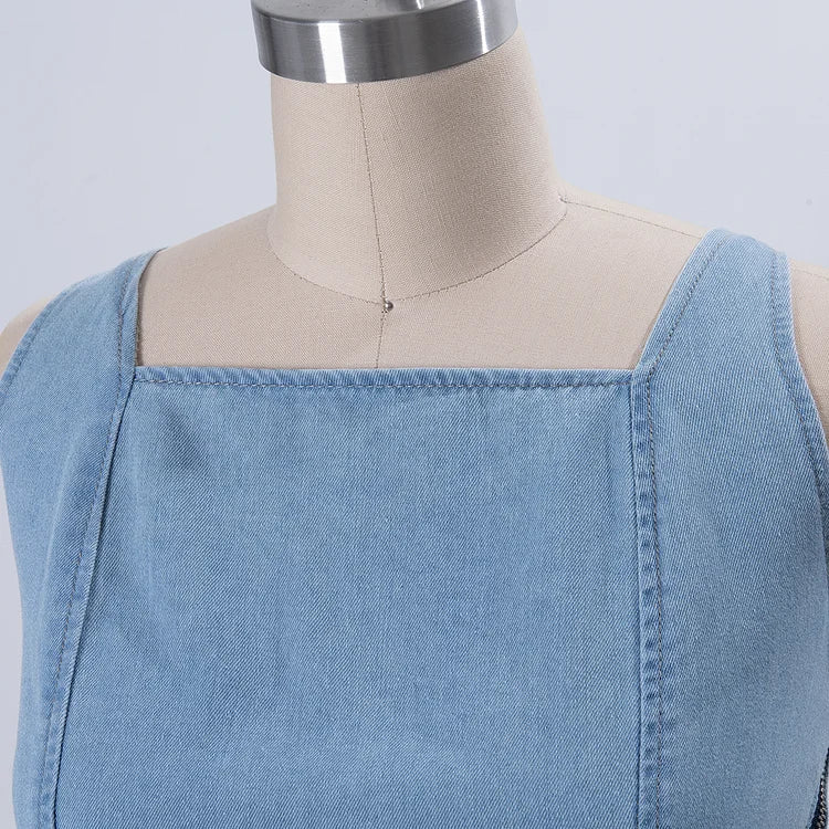 FEMAR - MIDNIGHT DENIM STRAPPY SLEEVELESS DRESS