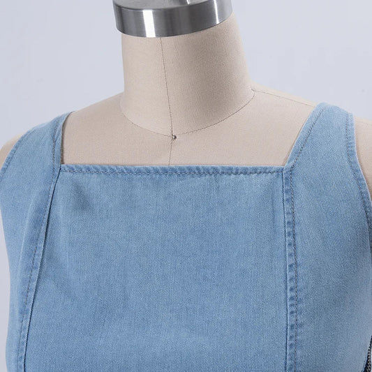 FEMAR - MIDNIGHT DENIM STRAPPY SLEEVELESS DRESS