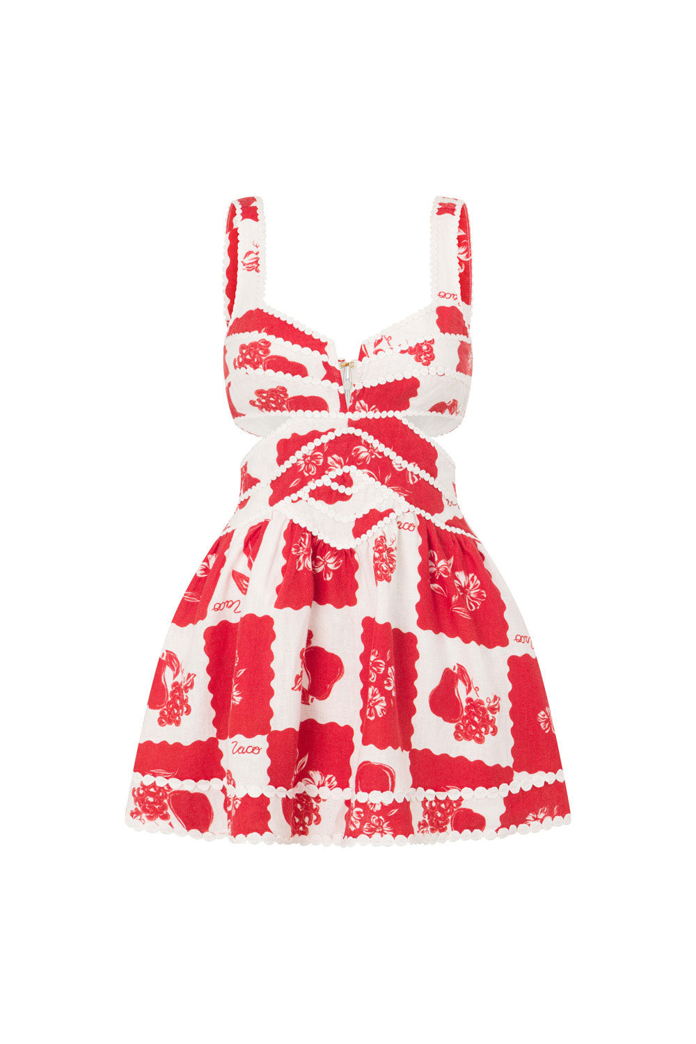 ASINETH - FLIRTY RED AND WHITE MINI DRESS