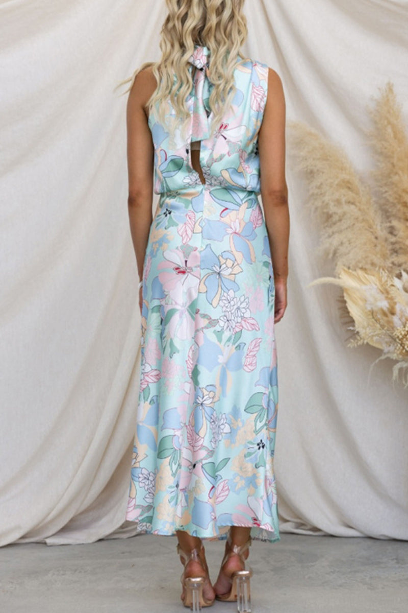 BRYNLEE - ELEGANT PATCHWORK ASYMMETRICAL COLLAR DRESS