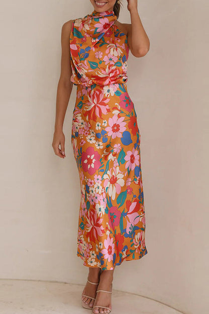 BRYNLEE - ELEGANT PATCHWORK ASYMMETRICAL COLLAR DRESS