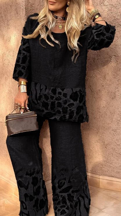 DARCY - LEOPARD COTTON LINEN CASUAL SET