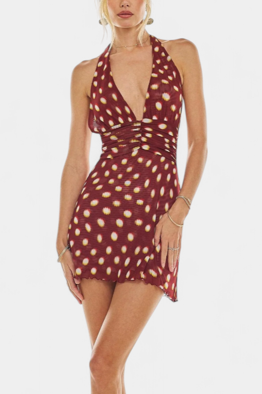 MARYKAYE - VINTAGE POLKA DOT LYCRA MINI DRESS