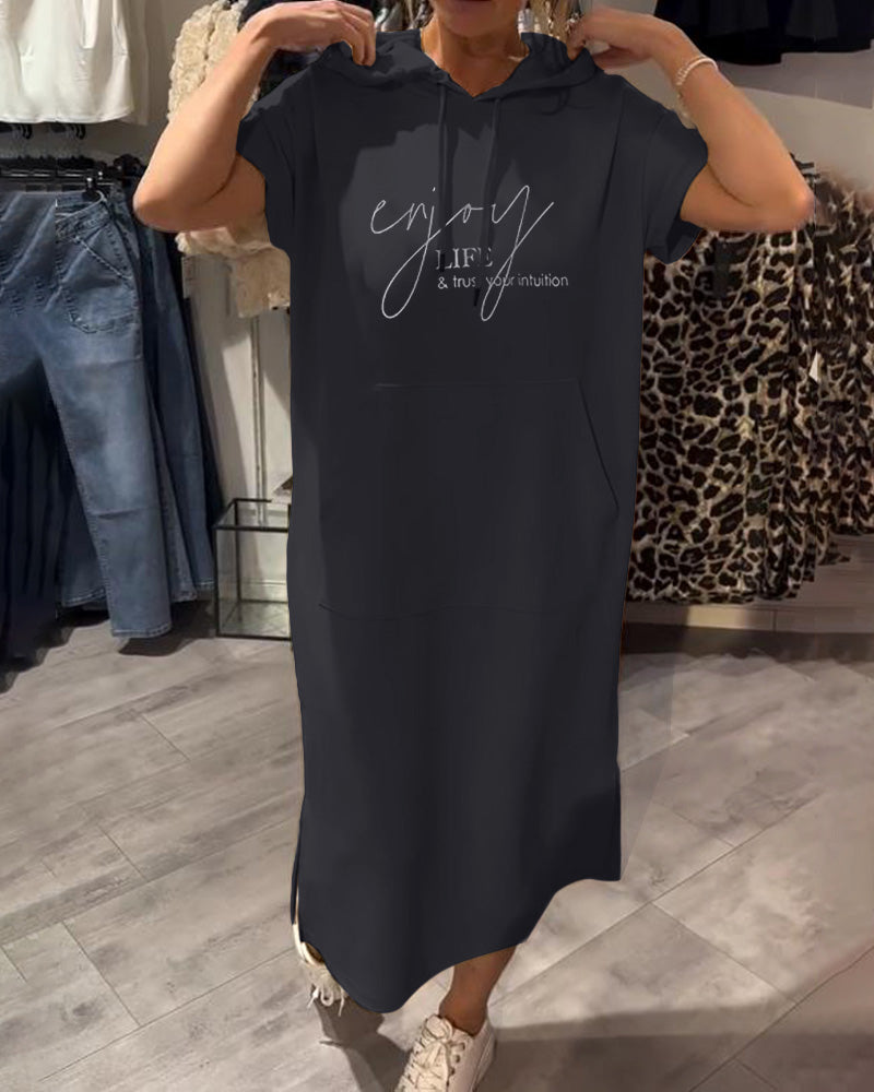 CECILLE - RELAXED HOODED LOUNGE DRESS