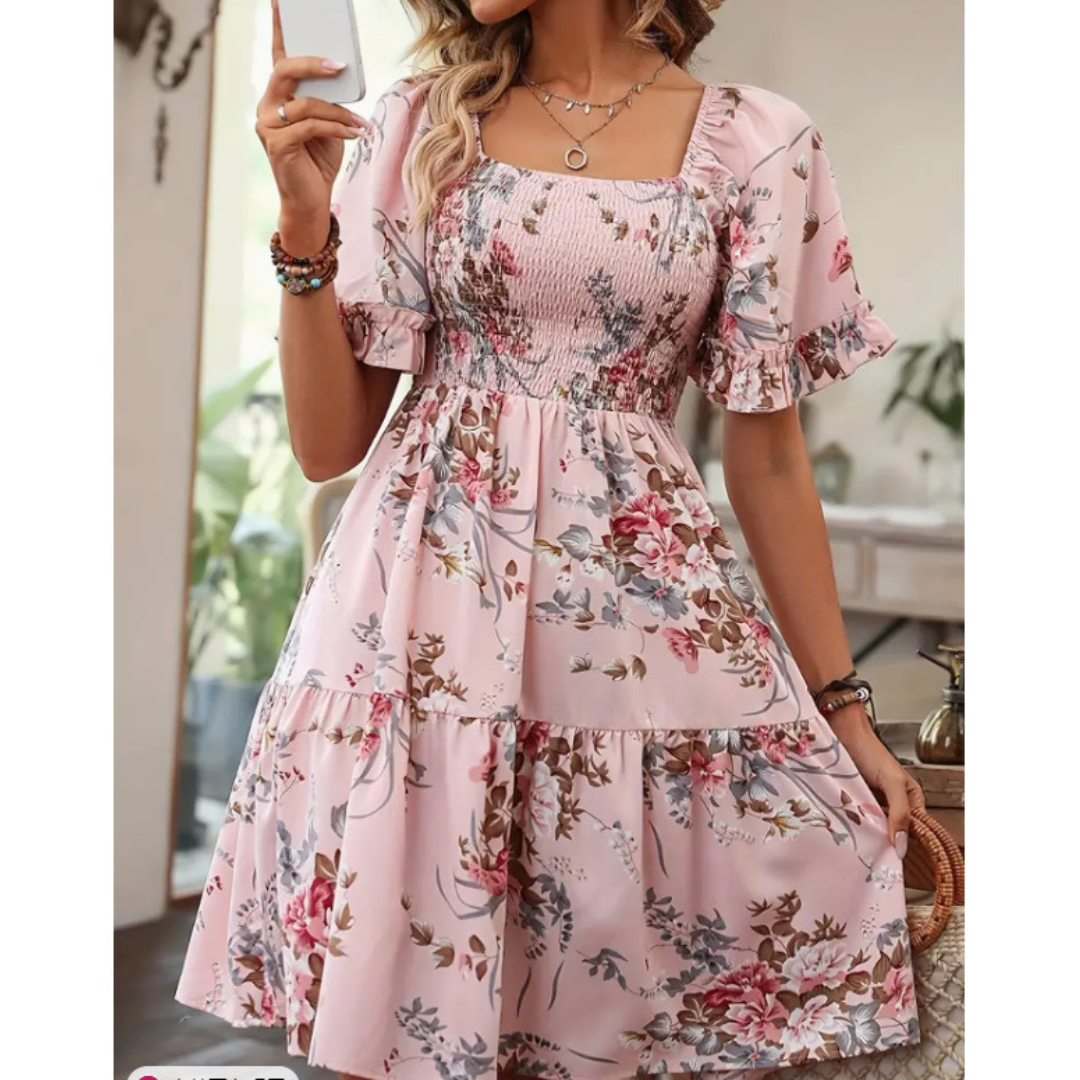 SALVACION – CLASSIC FLOWER FLARE SLEEVE DRESS