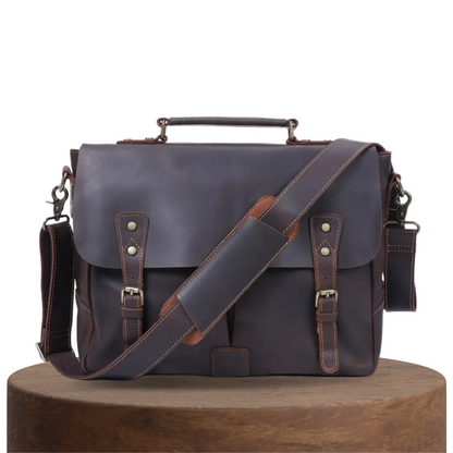 Beau | Vintage Leather Messenger with Classic Buckle Flap