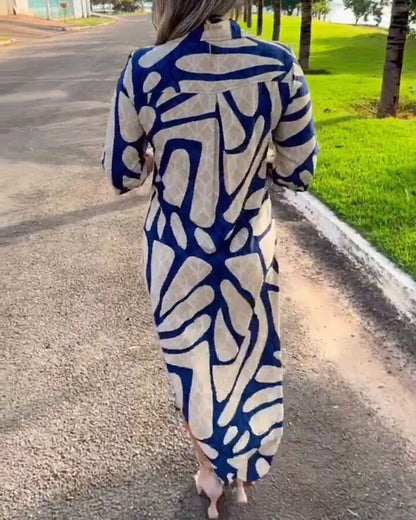 SHENAE - STYLISH PRINT SHIRT DRESS