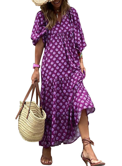 ROMINA - BOHO CHIC PUFF SLEEVE MAXI
