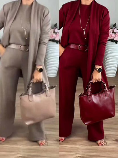 NATALIE - CLASSIC 3-PIECE SET WITH CARDIGAN TOP AND PANTS