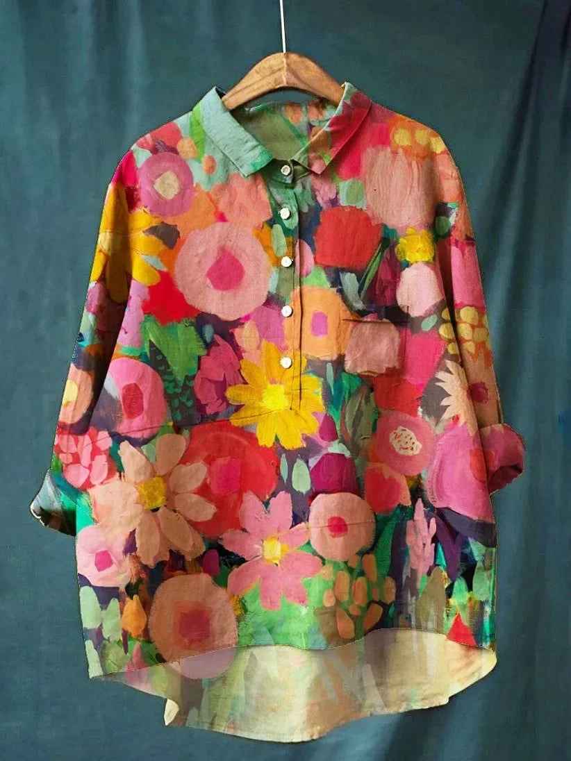 Janine | Vintage Floral Art Print Shirt