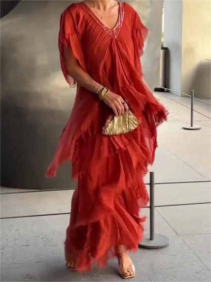 Zoey - Elegant V-Neck Long Dress