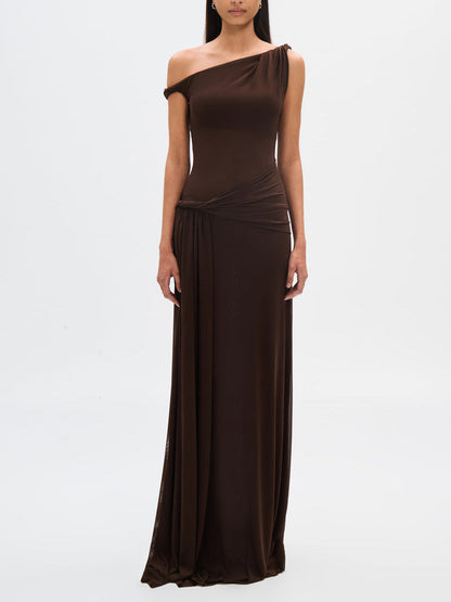 UDESSA - MOCHA TEXTURED WEAVE MAXI DRESS