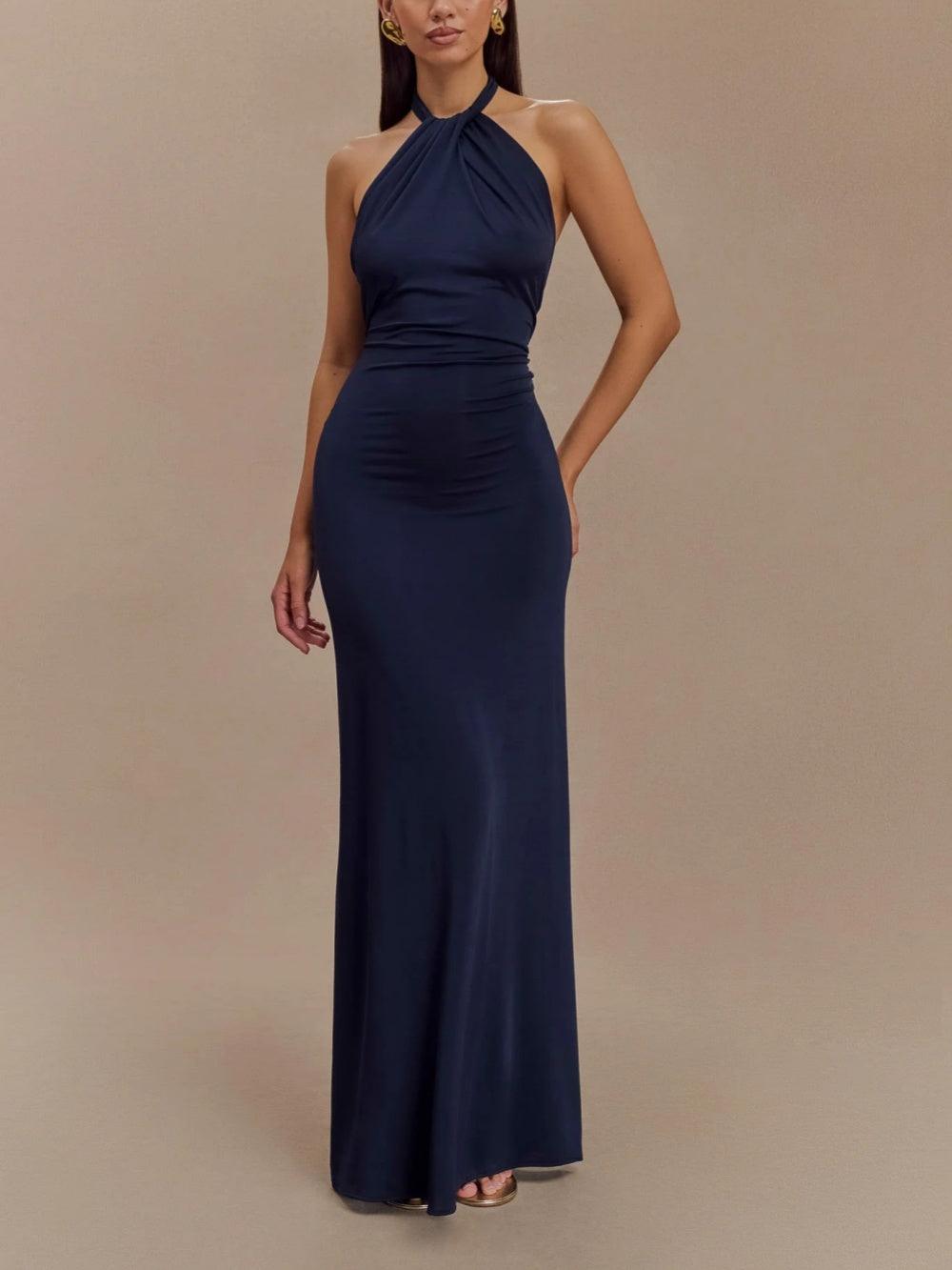 UNIQUE - ELEGANT HALTER MAXI DRESS