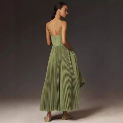 FARMA - STRAPLESS PLEATED MIDI DRESS
