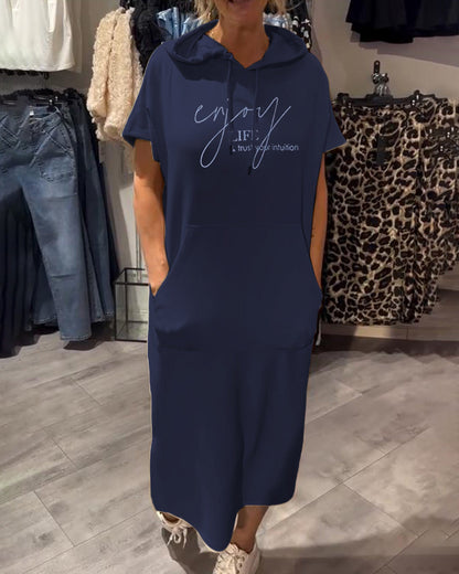 CECILLE - RELAXED HOODED LOUNGE DRESS