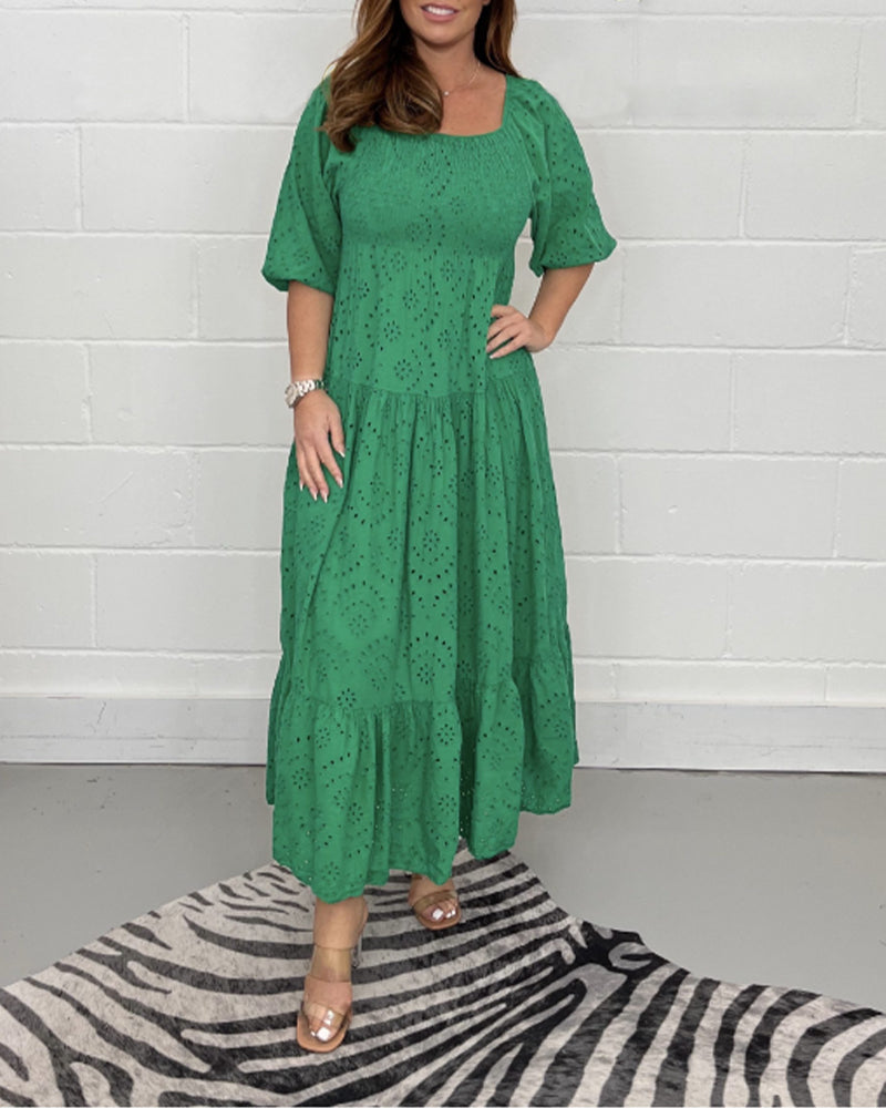 TASHA - SQUARE NECK SOLID DRESS