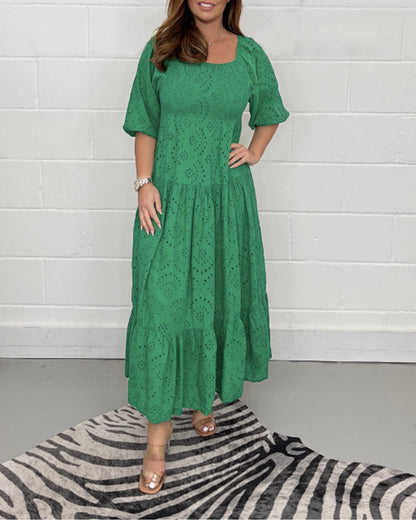 TASHA - SQUARE NECK SOLID DRESS