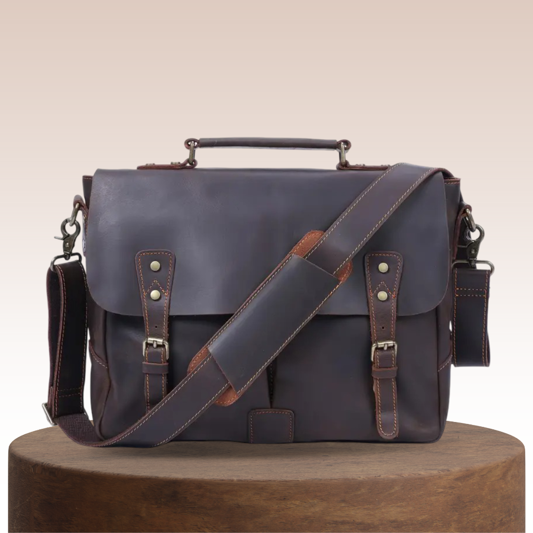 Beau | Vintage Leather Messenger with Classic Buckle Flap