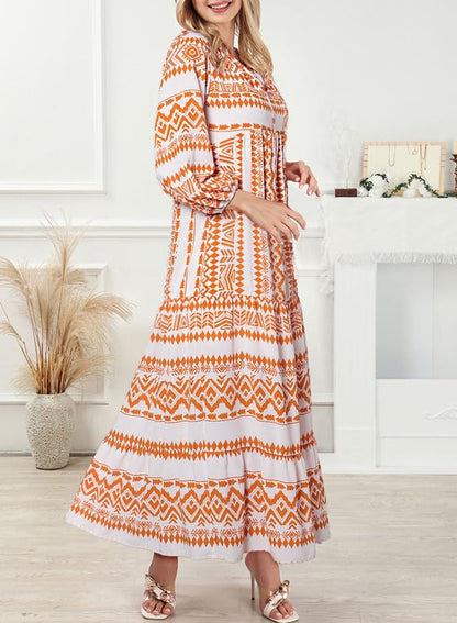 ROMINA - BOHO CHIC PUFF SLEEVE MAXI