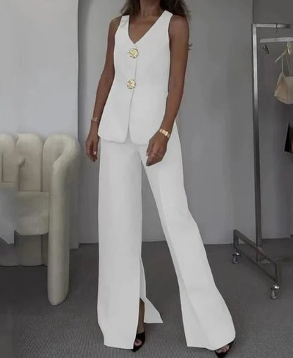 BELLE - VINTAGE BUTTONED VEST AND PANTS SET