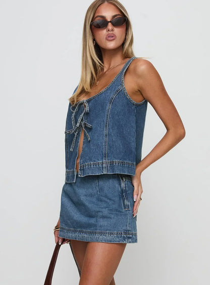 COURTNEY - RYDER DENIM TOP AND SKIRT