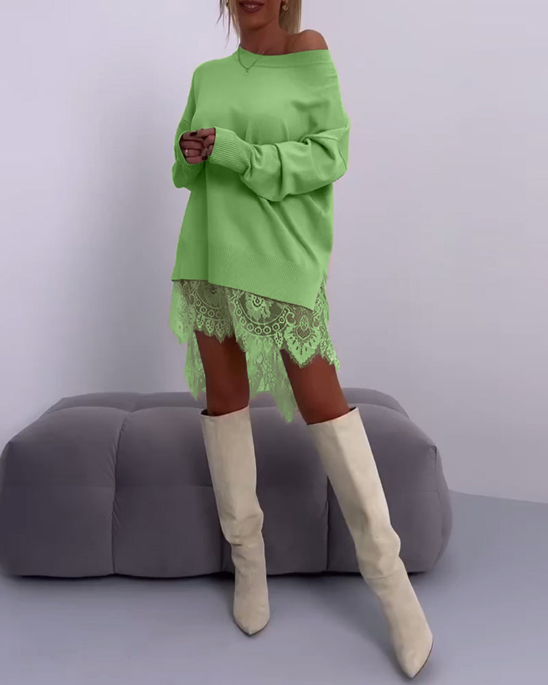 ANGELINE - FASHIONABLY CHIC OFF-SHOULDER SWEATER DRESS