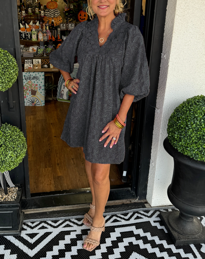 RUCILLA - PUFF SLEEVE LEAF MINI DRESS