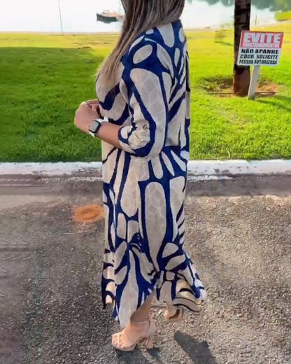 SHENAE - STYLISH PRINT SHIRT DRESS