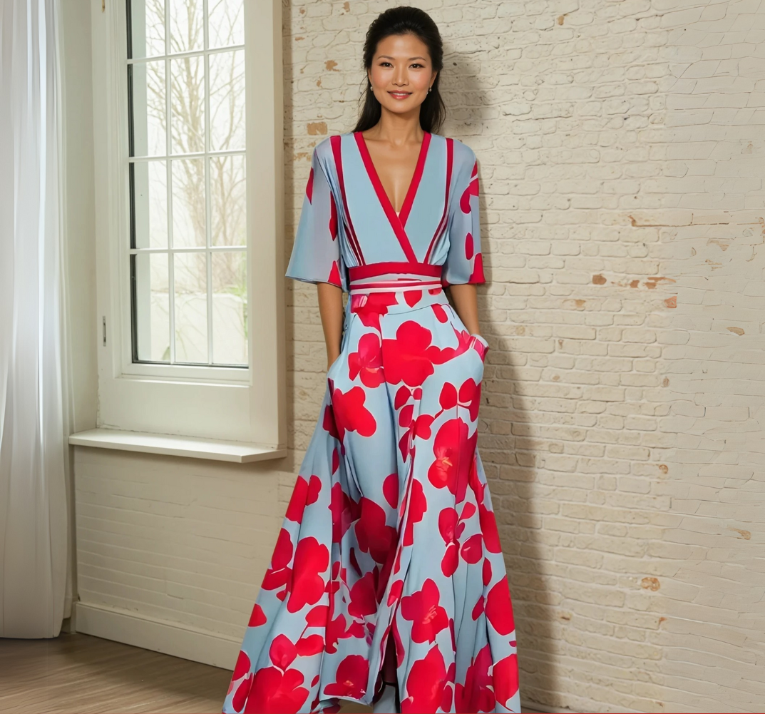 Lizzy - Elegant Dress With Flower Pattern!