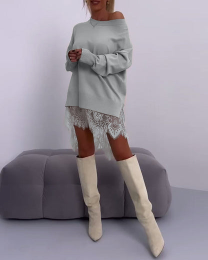 ANGELINE - FASHIONABLY CHIC OFF-SHOULDER SWEATER DRESS