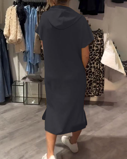 CECILLE - RELAXED HOODED LOUNGE DRESS