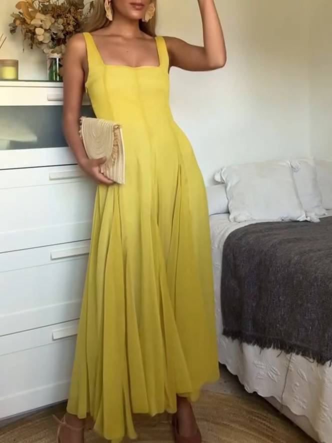 STORI - SQUARE NECK STRAPPY MAXI DRESS FOR EVENTS