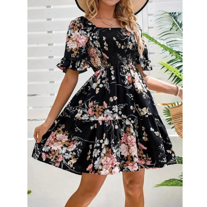 SALVACION – CLASSIC FLOWER FLARE SLEEVE DRESS