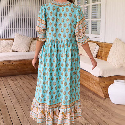 LENNOX - FLORAL V-NECK EMPIRE WAIST DRESS