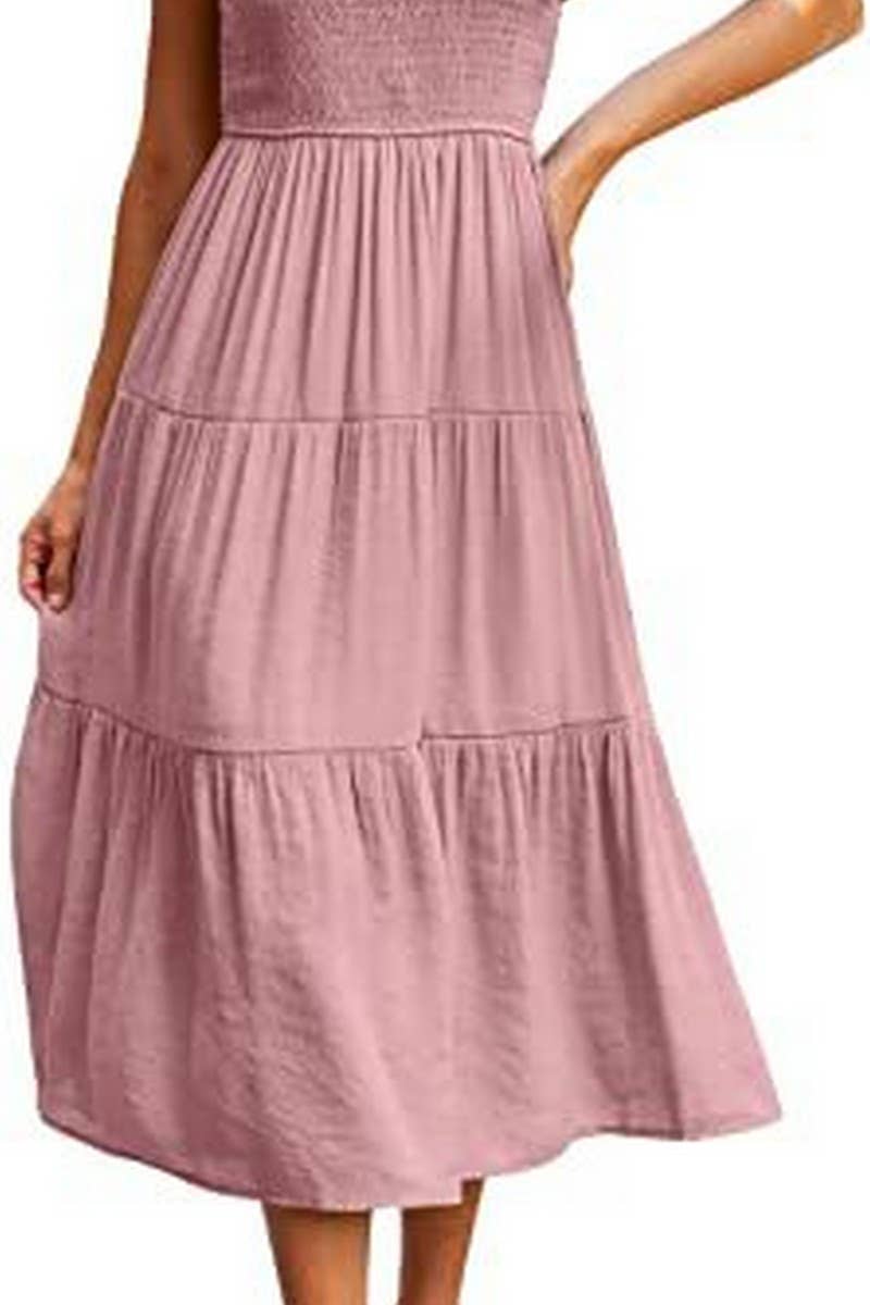 MARINEL - SHIRRED ELEGANCE MIDI DRESS