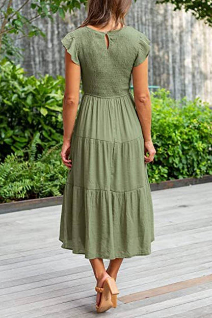 MARINEL - SHIRRED ELEGANCE MIDI DRESS